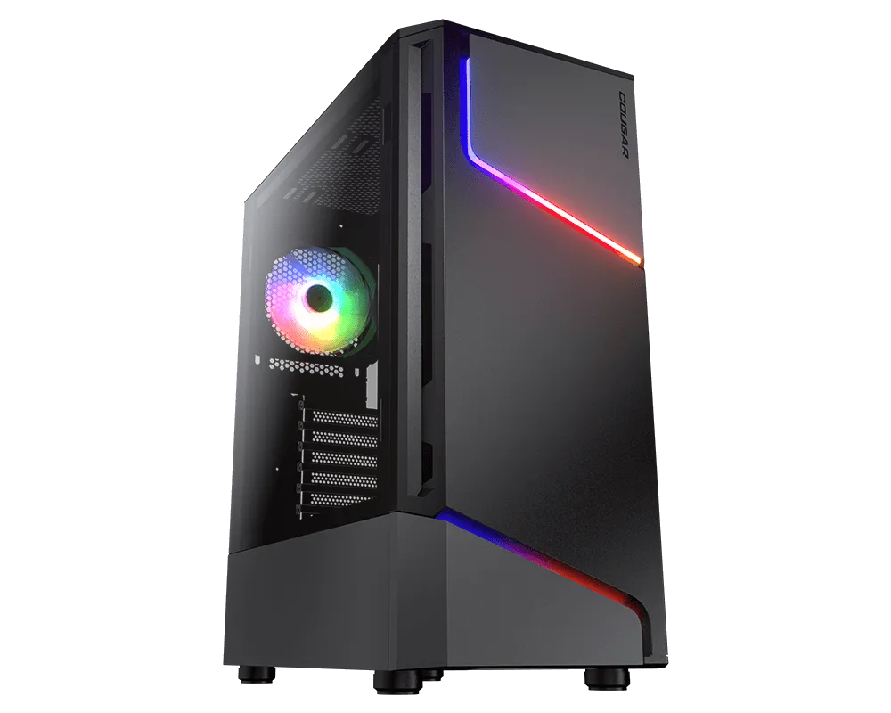 Корпус Cougar MX360 RGB, Midi Tower, ATX, Black, 2x3.5"/2x2.5", USB2.0, 2xUSB3.0, RGB