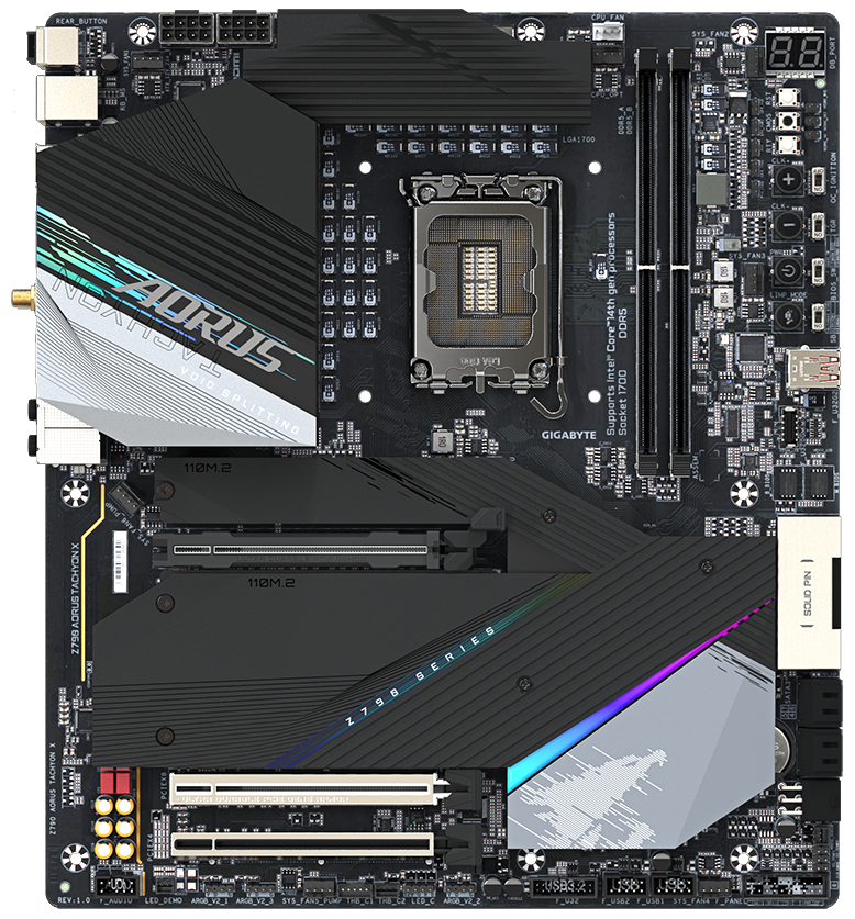 Матплата Gigabyte Z790 Aorus Tachyon X, iZ790, S1700, E-ATX,2DDR-5,3xPCI-Ex16,4SATA,4xM.2,HDMI,16USB