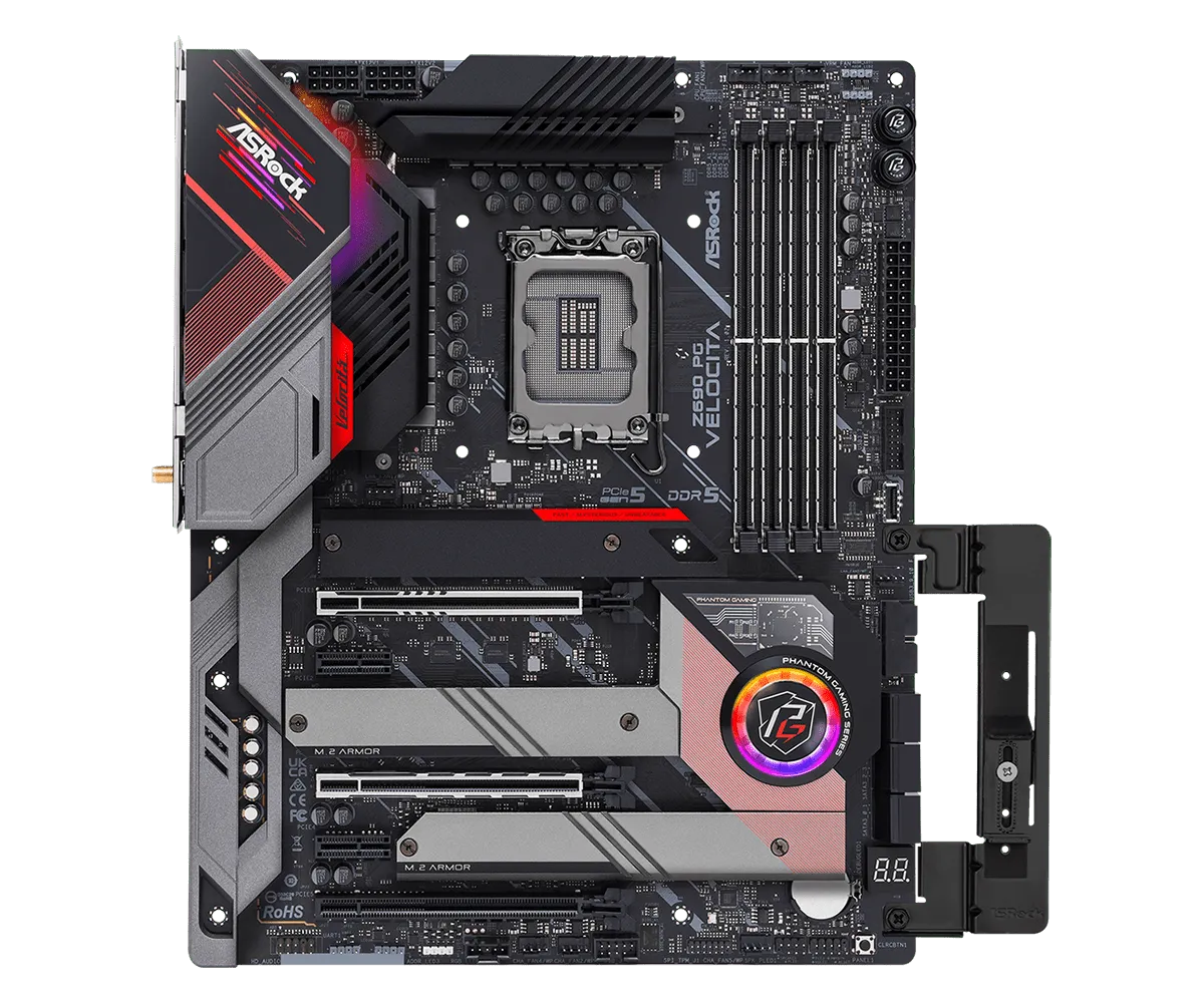 Матплата ASRock Z690 PG Velocita, iZ690,S1700,ATX,4DDR-5,3PCI-Ex16,6SATA,4xM.2,HDMI,DP,17USB