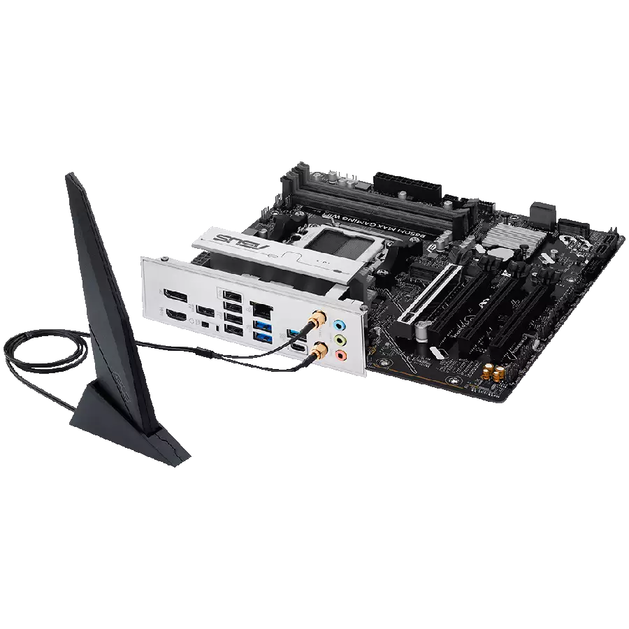 ASUS Main Board Desktop AMD Socket AM5 AMD B850 Chipset 4 x DIMM slots, max. 256GB 1 x DisplayPort 1 x HDMI port 1 x Wi-Fi module 3 x M.2 slots 4 x SATA ATX Form Factor