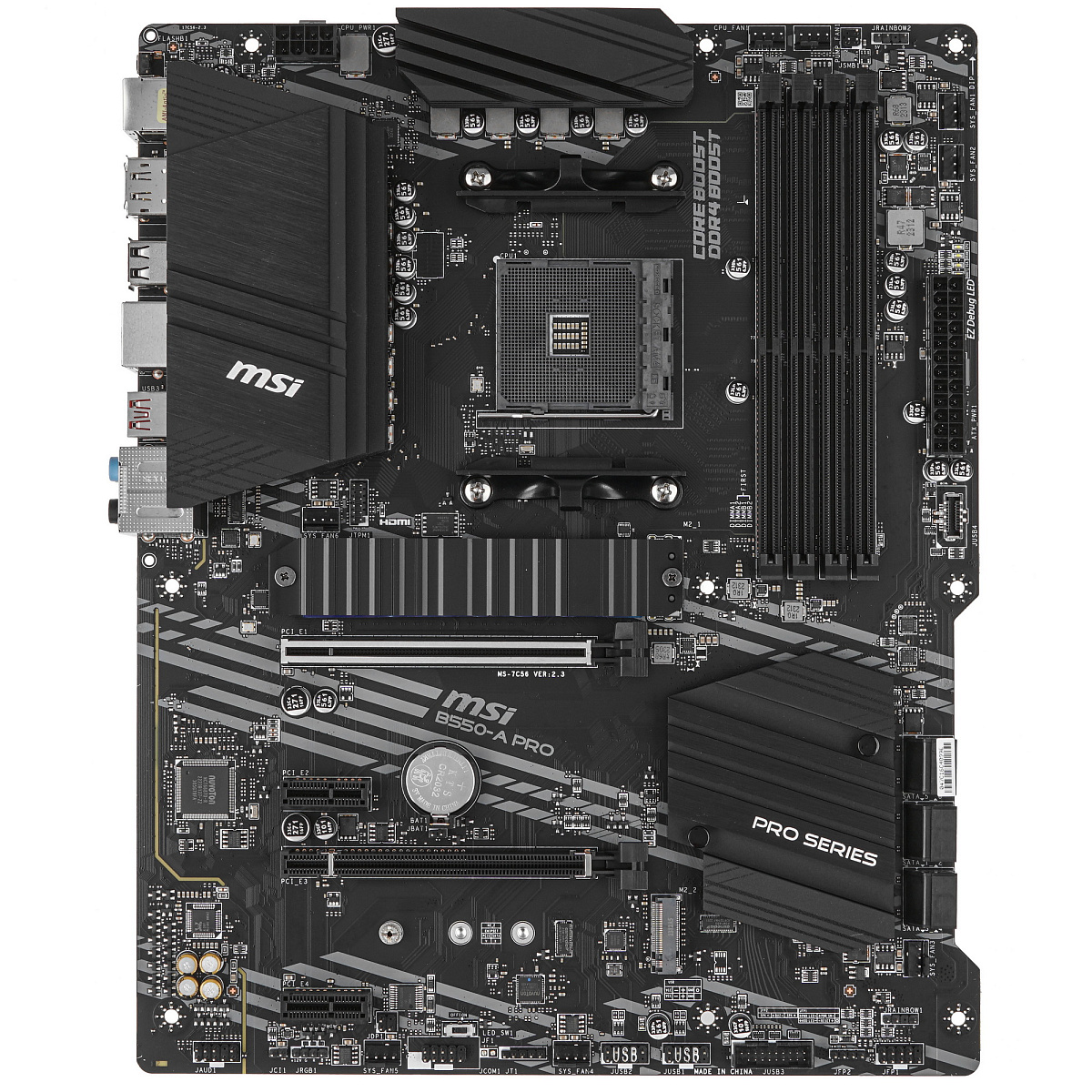 Матплата MSI B550-A PRO, AM4, ATX, 4DDR-4, 2xPCI-Ex16, 6SATA, 2xM.2, HDMI, DP, 15USB