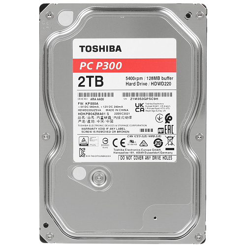 HDD desktop Toshiba P300 SMR (3.5" 2TB, 5400RPM, 128MB, NCQ, AF, SATAIII), bulk