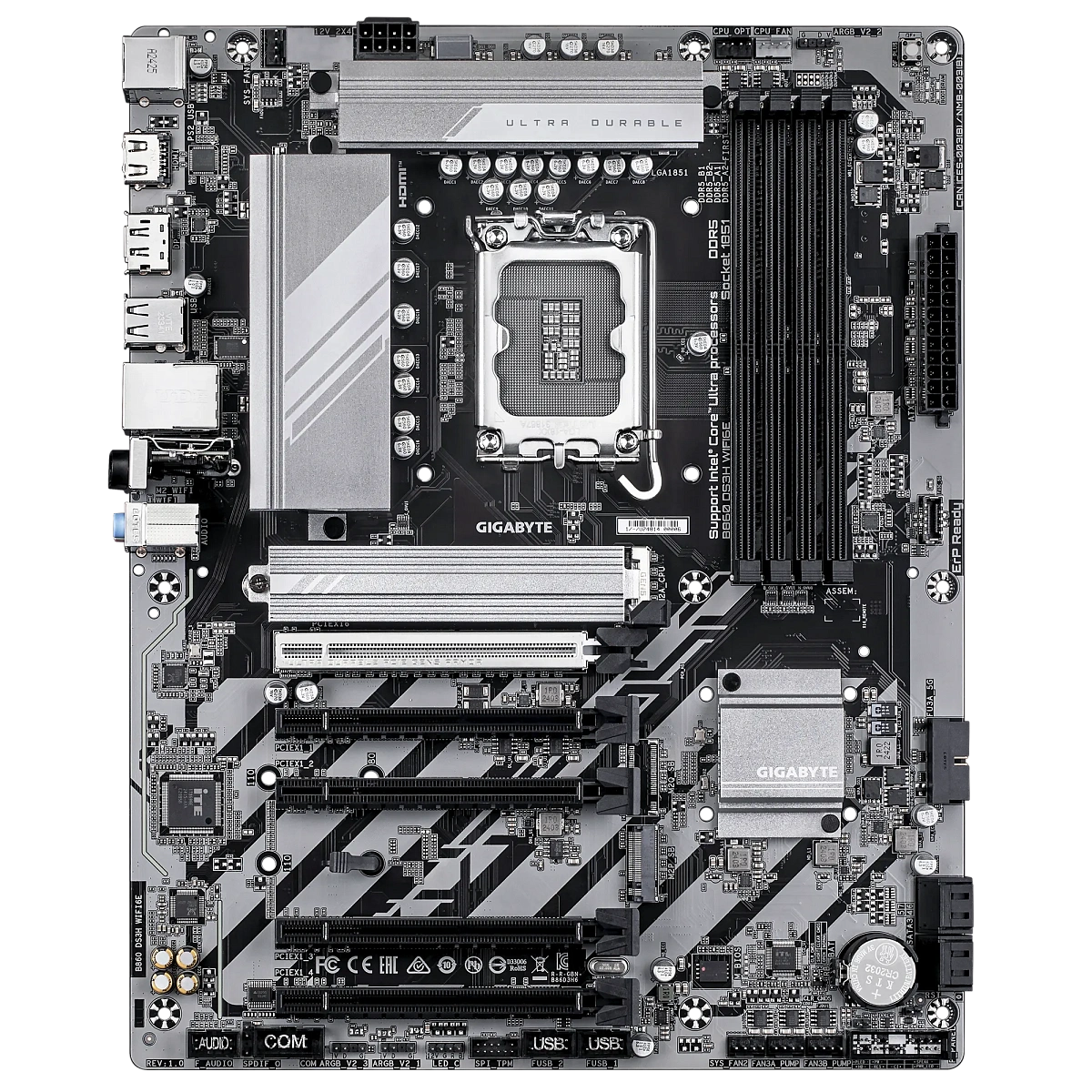 Матплата Gigabyte B860 DS3H WiFi6E, iB860, S1851, ATX, 4DDR-5, 1xPCI-Ex16, 2xM.2, HDMI, DP, 13USB