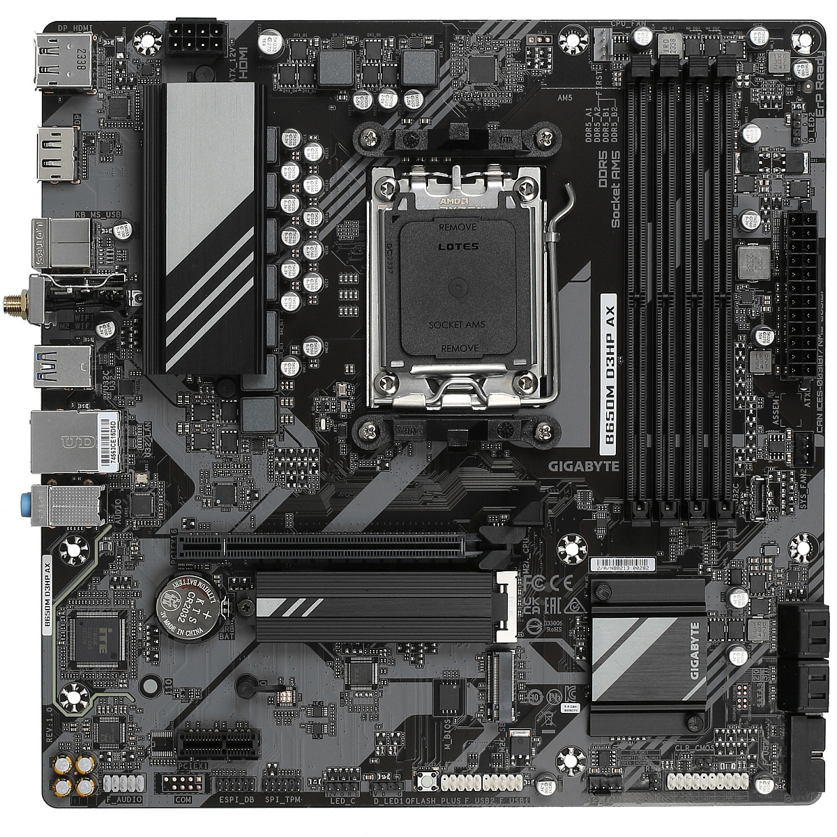 Матплата Gigabyte B650M D3HP AX, AM5, mATX, 4DDR-5, 1xPCI-Ex16, 4SATA, 2xM.2, HDMI, 2xDP, 13USB