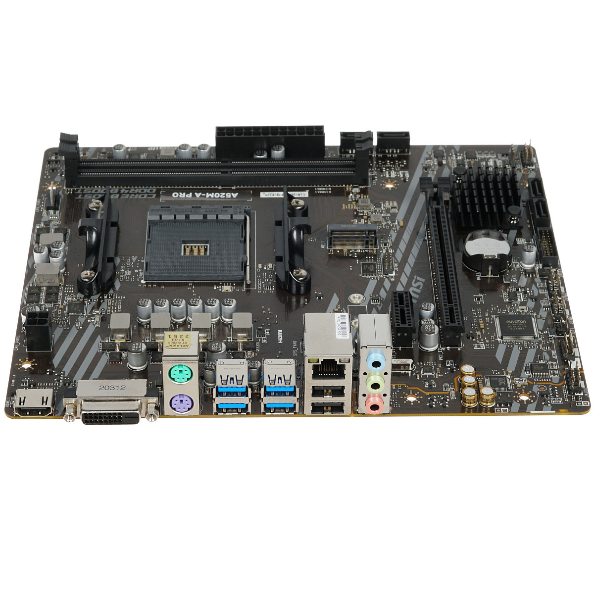 Матплата MSI A520M PRO, AM4, mATX, 2DDR-4, 1xPCI-Ex16, 4SATA, 1xM.2, VGA, HDMI, DP, 12USB