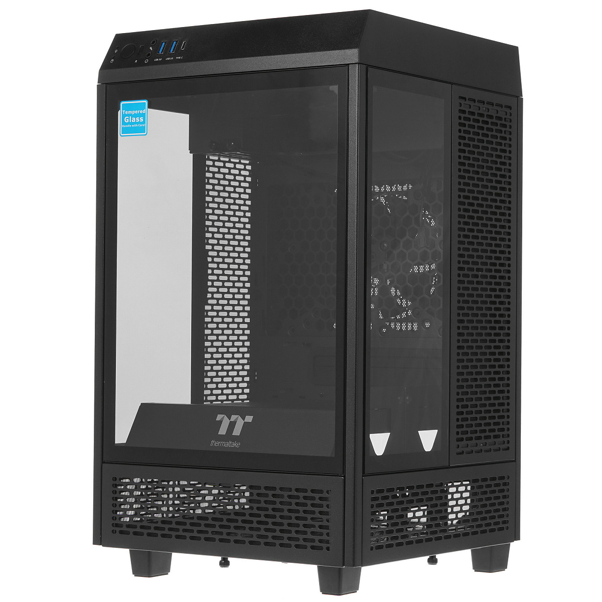 Корпус Thermaltake The Tower 100, Mini Tower, m-ITX, Black, 2x3.5"/2x2.5", 2xUSB3.0, USB-C