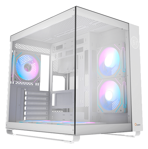 Корпус Ocypus Iota C70 WH ARGB ATX/mATX/mITX 2xUSB, Type-C, Предустановлены 6 вентиляторов с ARGB подсветкой, Белый, Iota-C70-WHD600XX-GL