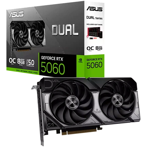 Видеокарта ASUS GeForce RTX5060 8GB,  DAUL OC Edition  GDDR7 128-bit 1xHDMI 3xDP DUAL-RTX5060-O8G