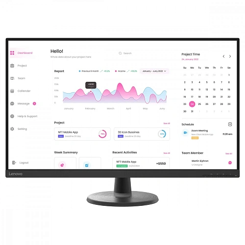 Монитор 32" Lenovo D32-40, Black, VA, 1920x1080@75Hz, 250кд/м2, 3000:1, 4ms, HDMI, DP