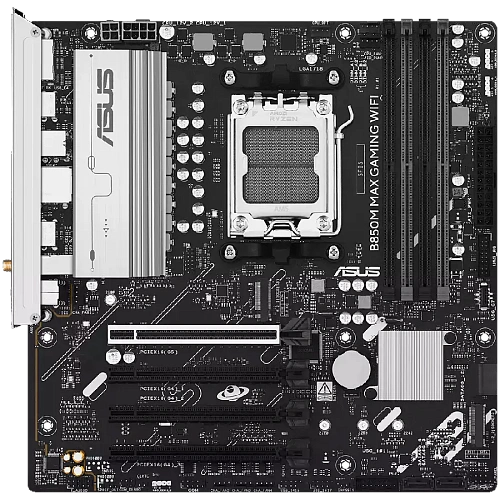 ASUS Main Board Desktop AMD Socket AM5 AMD B850 Chipset 4 x DIMM slots, max. 256GB 1 x DisplayPort 1 x HDMI port 1 x Wi-Fi module 3 x M.2 slots 4 x SATA ATX Form Factor