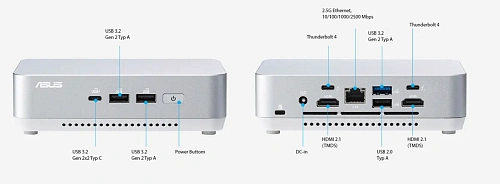 ASUS NUC 14pro+/RNUC14RVSU500002I/Intel Ultra 5 125H/Intel Arc graphics/4xUSB/M.2 22x80 NVMe; 22x42 NVMe/2,5Gbe LAN/2xHDMI/ 2x Thunderbolt 4 (USB-C+DP)/no Storage/no RAM/AX211.D2WG.NV/no OS/EU Cord/Kit(L6)/EAN:4711387496657