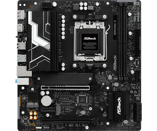 Матплата ASRock B850M-X, AM5, mATX, 2DDR-5, 2xPCI-Ex16, 4SATA, 2xM.2, HDMI, DP, 13USB