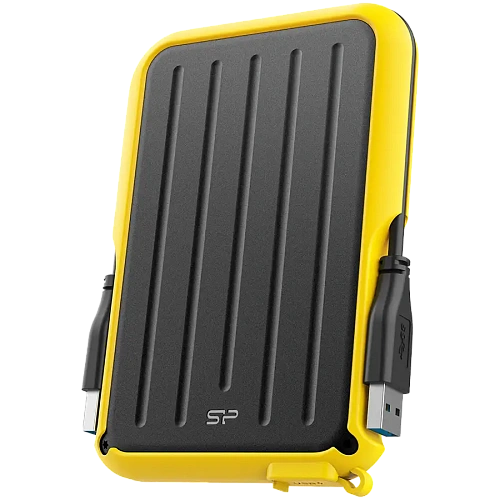 Silicon Power Armor - A66 2TB Portable HDD USB 3.2 Gen 1 Yellow, Certificate MIL-STD 810F 516.5/IV, Water-resistant IPX4, 360˚ bumper