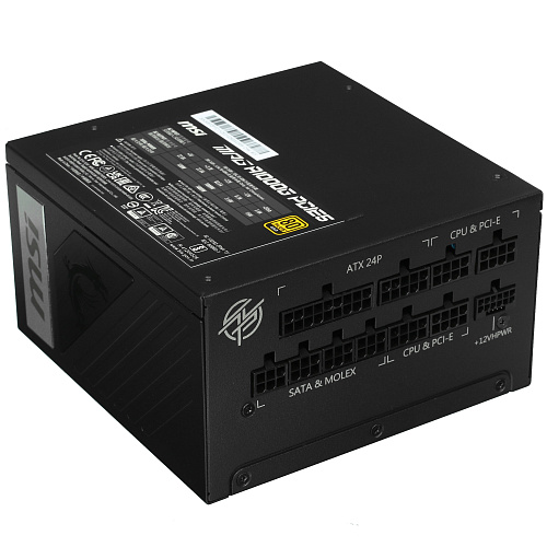 БП ATX 1000W MSI MPG A1000G PCIE5, Gold, 20+4/24+4/24+8/20+4+8/24+4+8/24+8+8,13.5cm,6x6+2p+16p PCI-E