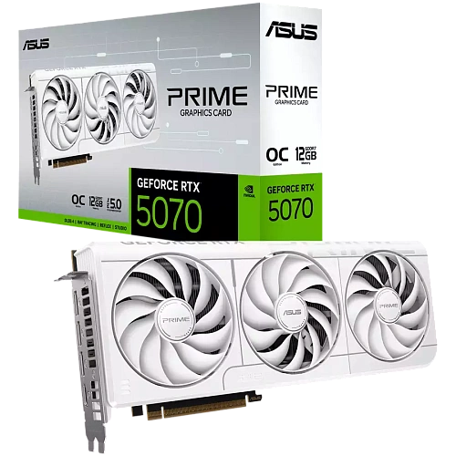 Видеокарта ASUS GeForce PRIME-RTX5070-O12G-WHITE 12Gb GDDR7 192-bit 1xHDMI 3xDP PRIME-RTX5070-O12G-W