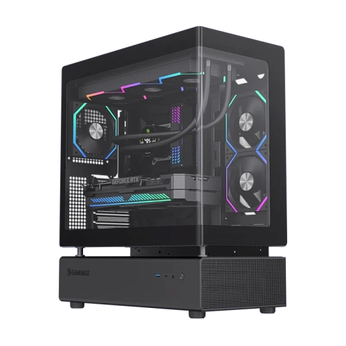 Корпус GameMax N80 BK, Midi Tower, ATX, Black, 2x3.5"/2x2.5", 2xUSB3.0, USB-C, RGB
