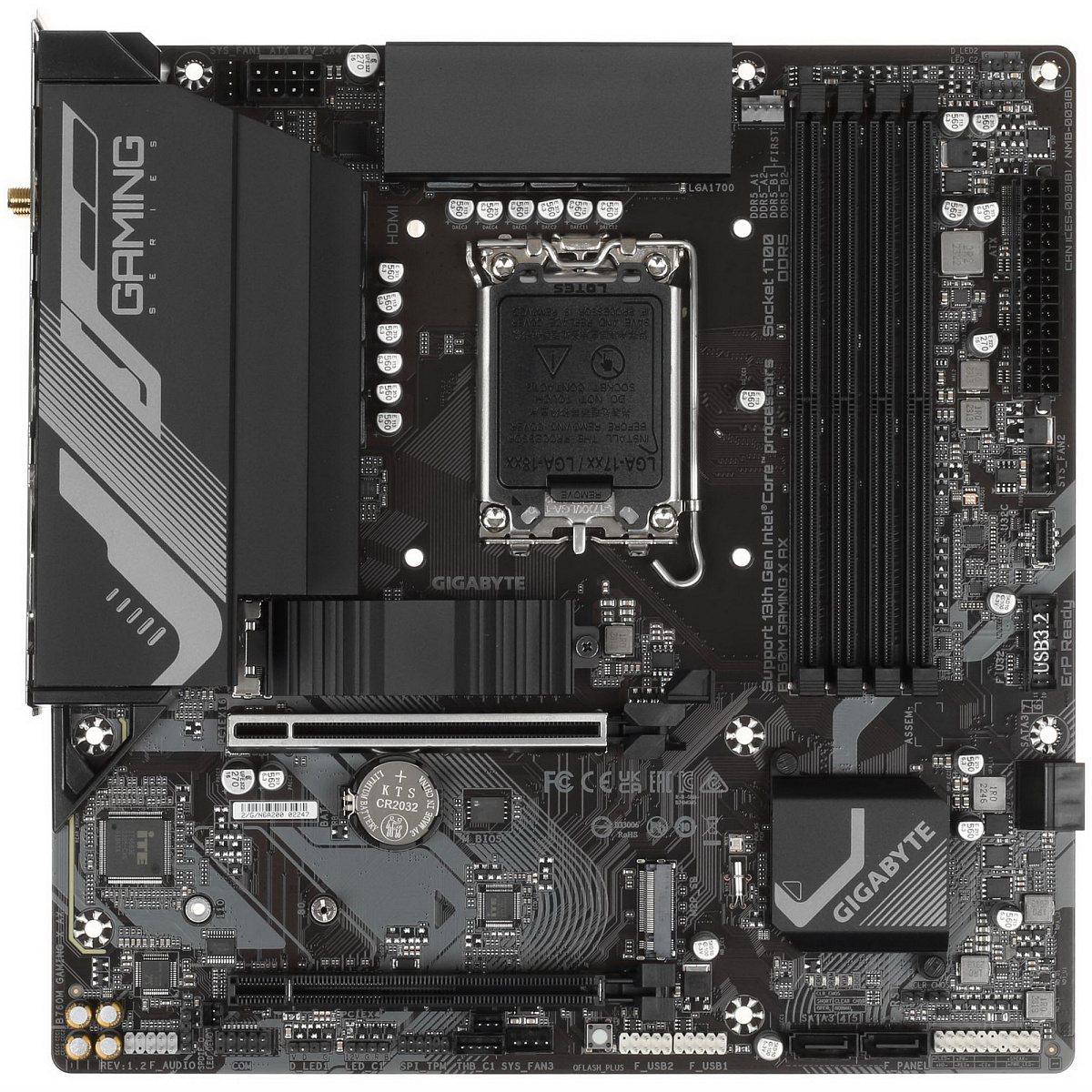 Матплата Gigabyte B760M Gaming X AX, iB760, S1700, mATX, 4DDR-5,2xPCI-Ex16,4SATA,2xM.2,HDMI,DP,15USB