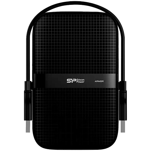 Silicon Power Armor - A60 2TB Portable HDD USB 3.2 Gen1 Black, Shockproof MIL-STD 810G Method 516.6 Procedure IV, Water-resistant IPX4, LED light