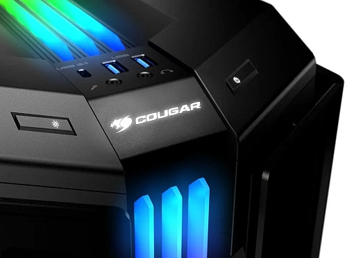 Корпус Cougar Gemini T, Midi Tower, ATX, Black, 2x3.5"/3x2.5", 2xUSB3.0, USB-C, RGB