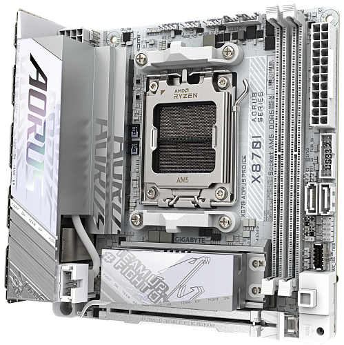Матплата Gigabyte X870I Aorus Pro Ice, AM5, mITX, 2DDR-5, PCI-Ex16, 2SATA, 2xM.2, HDMI, 11USB