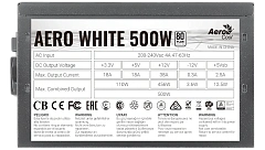 БП ATX 500W AeroCool Aero White, 20+4/24+4/24+8, 12cm, 2х6p/2х2p PCI-E