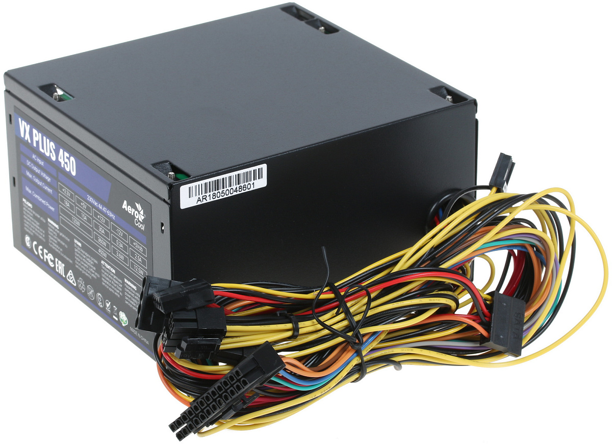 БП ATX 450W AeroCool VX PLUS 450, 20+4/24+4/24+8/20+4+8, 12cm, 1x6+2p PCI-E