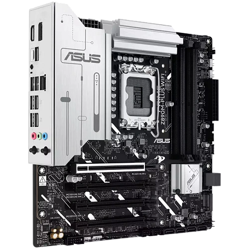 ASUS Main Board Desktop LGA1851 Intel Z890 Chipset 4 x DIMM slots, max. 256GB, DDR5 1 x DisplayPort 1 x HDMI 1 x Wi-Fi module 3 x M.2 slots 6 x SATA mATX Form Factor