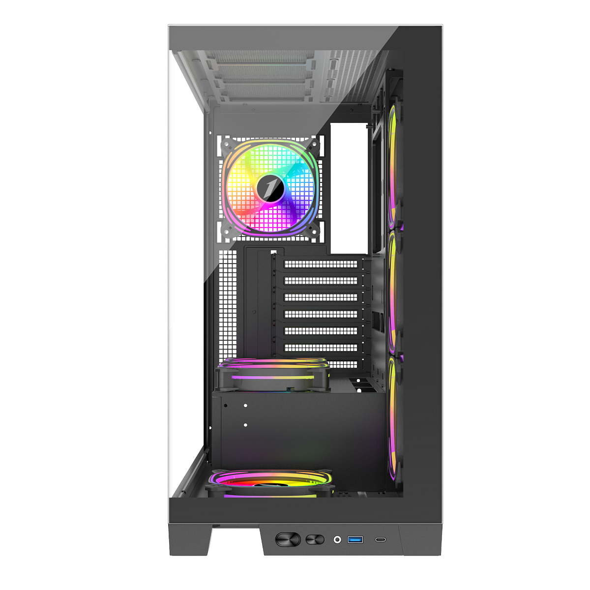 Корпус 1Stplayer MIKU Mi8-BK-3FBR-1FBC2, Midi Tower, m-ATX, Black, 3x3.5"/3x2.5", USB, USB-C