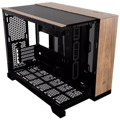 CORSAIR 2500X Micro ATX Dual Chamber PC Case - Black/Walnut Wood