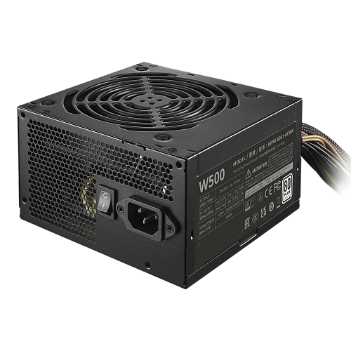 Блок питания CoolerMaster ELITE NEX серия White W500 230V Active PFC КПД > 85% 200-240V. Надежный выбор для обычного пользователя ПК. Входящий в комплект 120-мм тихий вентилятор, Цвет: Черный MPW-5001-ACBW-BEU