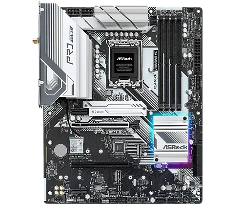 Матплата ASRock Z790 Pro RS WiFi, iZ790, S1700, ATX, 4DDR-5, 8SATA, 2xPCI-Ex16, 4xM.2, HDMI,DP,17USB