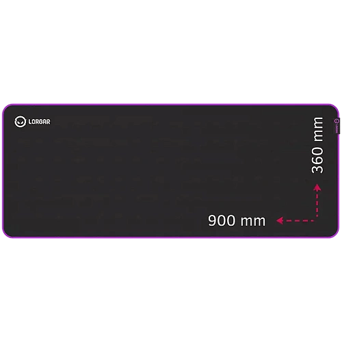 Lorgar Main 319, Gaming mouse pad, High-speed surface, Purple anti-slip rubber base, size: 900mm x 360mm x 3mm, weight 0.6kg