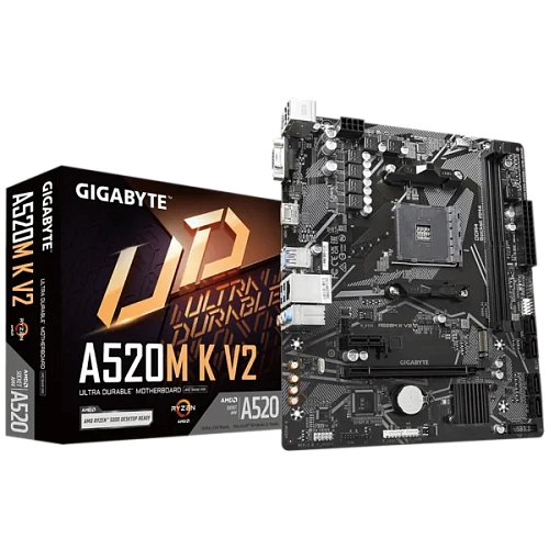 Матплата Gigabyte A520M K V2, AM4, mATX, 2DDR-4, 1xPCI-Ex16, 4SATA, 1xM.2, HDMI, 12USB