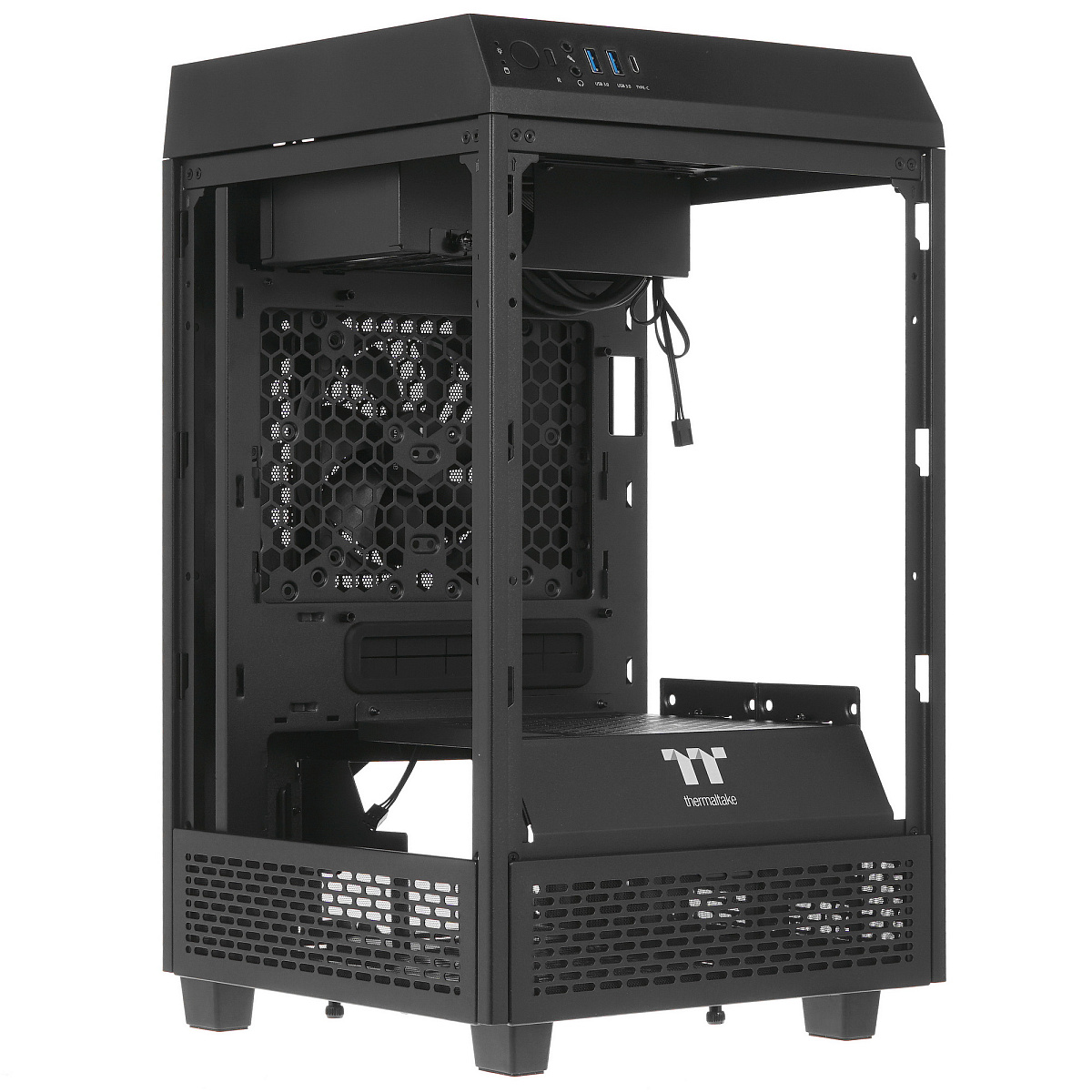 Корпус Thermaltake The Tower 100, Mini Tower, m-ITX, Black, 2x3.5"/2x2.5", 2xUSB3.0, USB-C