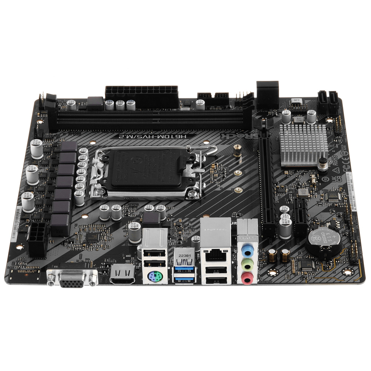 Материнская плата ASRock H610M-HVS/M.2 R2.0 LGA1700 2xDDR4 4xSATA M.2 D-Sub HDMI mATX Поддержка процессоров 12 и 13 серии!