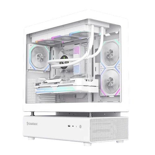 Корпус GameMax N80 WH, Midi Tower, ATX, White, 2x3.5"/2x2.5", 2xUSB3.0, USB-C, RGB