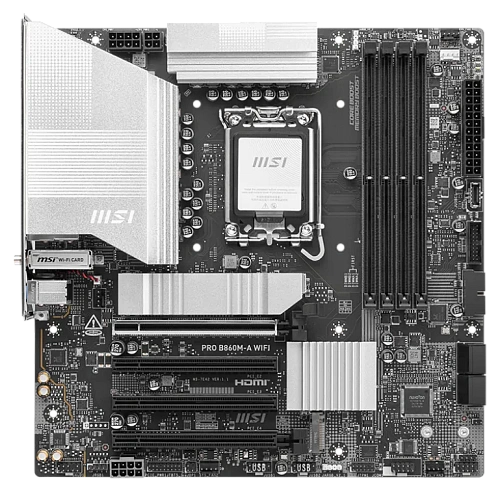 Материнская плата MSI PRO B860M-A WIFI LGA1851 4xDDR5 4xSATA3 RAID 3xM.2 HDMI 2xType-C(1xThunderbolt) 5xUSB DP mATX
