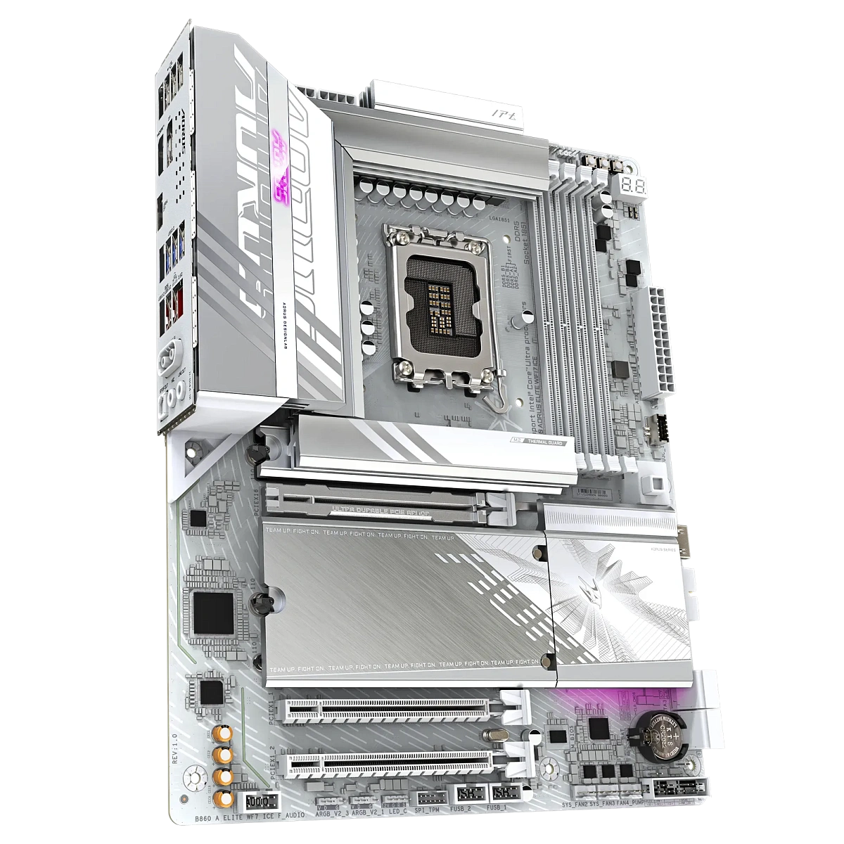 Матплата Gigabyte B860 A Elite WiFi7 ICE,iB860,S1851,ATX,4DDR-5,3xPCI-Ex16,3xM.2,DP,HDMI,USB-C,13USB
