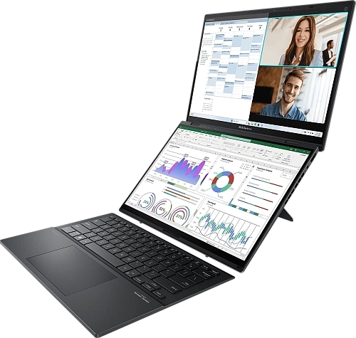 Ноутбук Asus/Zenbook Duo/UX8406CA-QL078W/1г/Core Ultra 9/285H/2,9 GHz/32 Gb/PCIe NVMe SSD/1000 Gb/No ODD/Graphics/Arc/256 Mb/14 ''/1920x1200/Windows 1