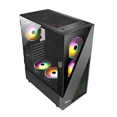 Корпус HuntKey GX660T, Midi Tower, ATX, m-ATX, Black, 2x3.5"/2x2.5", 2xUSB2.0, USB3.0