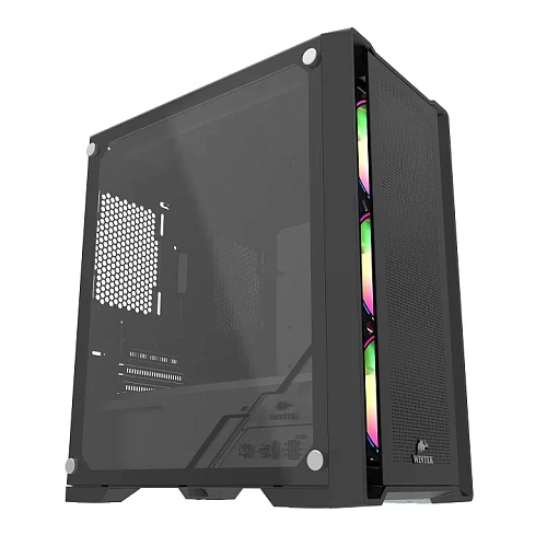 Корпус Wintek Andromeda D531-B TG, Midi Tower, m-ATX, Black, 1x2.5"/2x3.5", 3xUSB, RGB