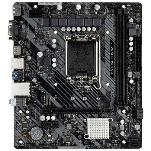 Материнская плата ASRock H610M-HDV/M.2 R2.0 LGA1700 2xDDR4 4xSATA M.2 D-Sub HDMI DP mATX