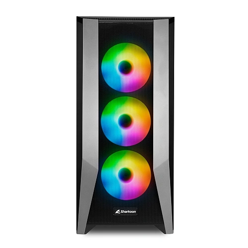 Корпус Sharkoon TG7M RGB, Midi Tower, E-ATX, Black, 2x3.5"/4x2.5", 2xUSB3.0, USB-C