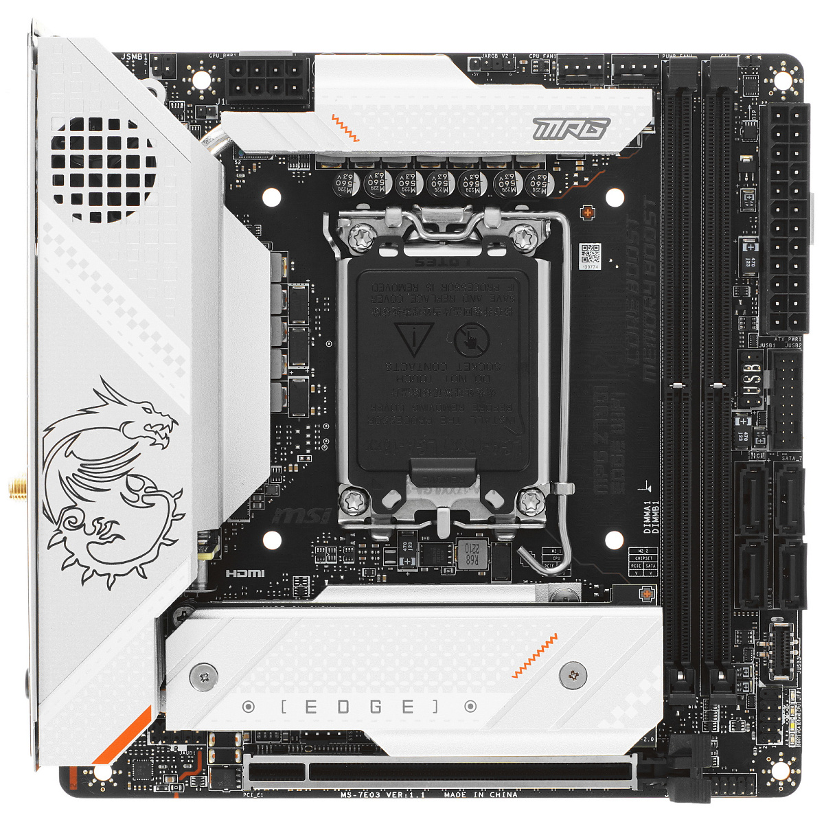 Матплата MSI MPG Z790I Edge WiFi, iZ790, S1700, mITX, 2DDR-5, 1хPCI-Ex16, 4SATA, 1xM.2,HDMI,DP,12USB