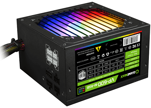 БП ATX 600W GameMax VP-600-RGB Modular, Bronze, 20+4/20+4+8/24+4/24+8, 12сm, 2x6+2p PCI-E