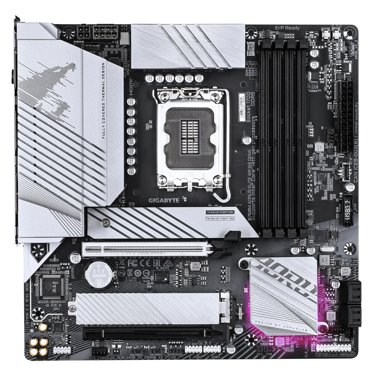Матплата Gigabyte B760M Aorus Elite WiFi6E Gen5, iB760,S1700,mATX,4DDR-5,4SATA,2xM.2,HDMI,DP,16USB