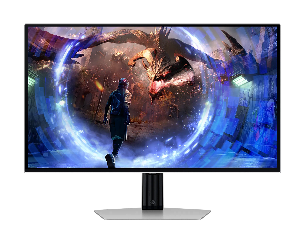 Игровой монитор Odyssey OLED G6  27" SAMSUNG LS27DG600SIXCI, OLED, 2560x1440 QHD, 360Hz 0,03мс, 250кд/м2, 1 000 000:1, HDR10+ Gaming, 2xHDMI 1xDP 2xUSB3.0, Регулируемый по высоте до 120мм, Поворот Экрана, Цвет: Черны-Серебряный с Подсветкой