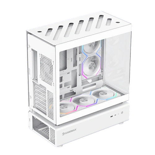 Корпус GameMax N80 WH, Midi Tower, ATX, White, 2x3.5"/2x2.5", 2xUSB3.0, USB-C, RGB
