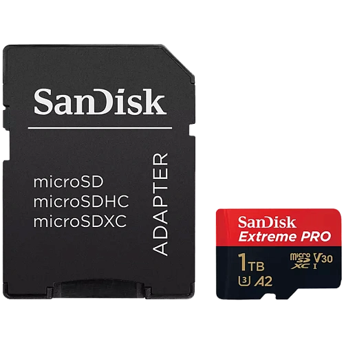 SanDisk Extreme PRO microSDXC 1TB + SD Adapter + 2 years RescuePRO Deluxe up to 200MB/s & 140MB/s Read/Write speeds A2 C10 V30 UHS-I U3