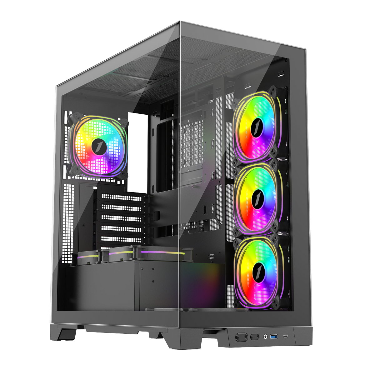 Корпус 1Stplayer MIKU Mi8-BK-3FBR-1FBC2, Midi Tower, m-ATX, Black, 3x3.5"/3x2.5", USB, USB-C